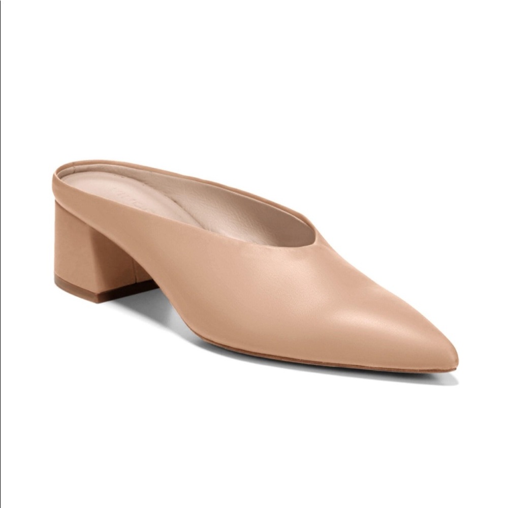 Vince Nude Ralston Pointy Leather Mules Slides